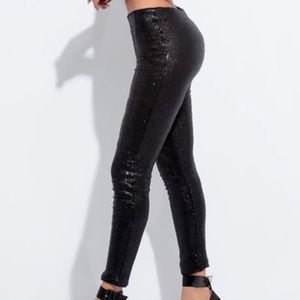 Matte Black Plus Sequin Leggings!